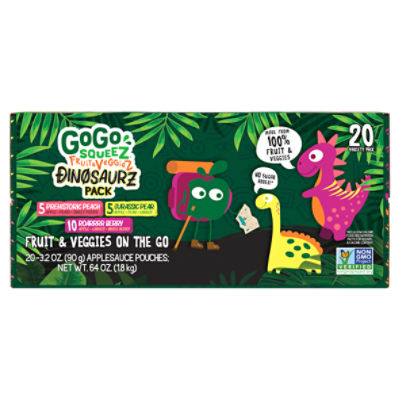 GoGo Squeez Dinosaurz Fruit & Veggies on the Go Variety Pack, 3.2 oz, 20 count