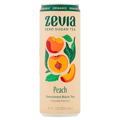 Zevia Organic Peach Sweetened Black Tea, 12 fl oz