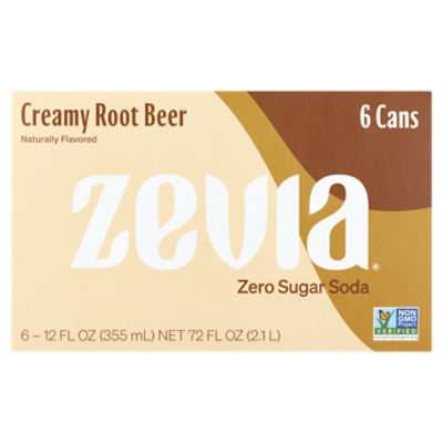 Zevia Creamy Root Beer Zero Sugar Soda, 12 fl oz, 6 count