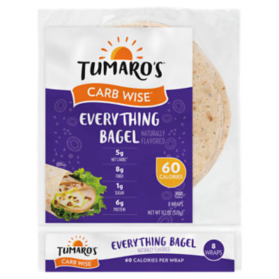 TUMARO'S Carb Wise Everything Bagel Wraps, 8 count, 11.2 oz