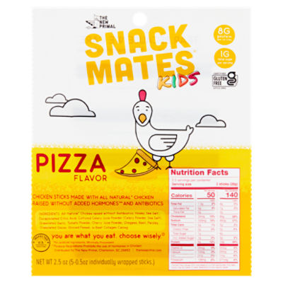 The New Primal Snack Mates Kids Pizza Flavor Sticks, 0.5 oz, 5 count