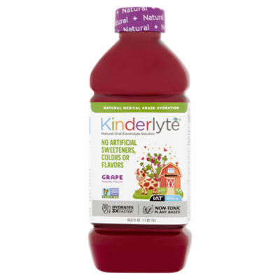 Kinderlyte Grape Natural Oral Electrolyte Solution, 33.8 fl oz
