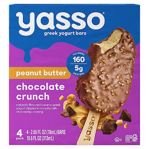 Yasso Peanut Butter Chocolate Crunch Dipped Greek Yogurt Bars, 2.65 fl oz, 4 count