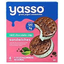 Yasso Mint Chocolate Chip, Greek Yogurt Sandwiches, 12 Fluid ounce