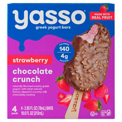 Yasso Frozen Greek Yogurt Bars Strawberry Chocolate Crunch Bars 10.6 fl oz 4 Pack