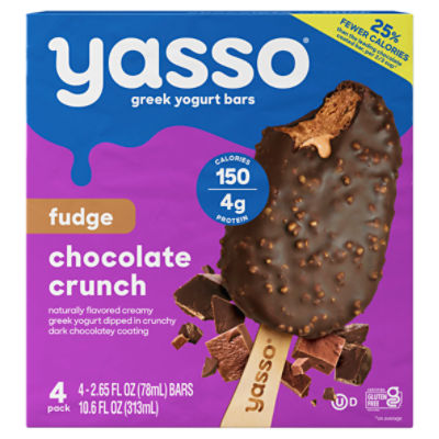 Yasso Fudge Chocolate Crunch Greek Yogurt Bars, 2.65 fl oz, 4 count