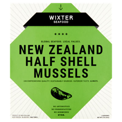 Wixter Seafood New Zealand Half Shell Mussels, 2 lb, 2 Pound