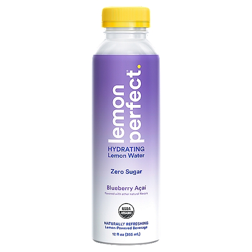 Lemon Perfect Zero Sugar Blueberry Açaí Hydrating Lemon Water, 12 fl
Half a Squeezed Organic Lemon in Every Bottle‡
‡Juice content is approximate

1 net carb per bottle (organic erythritol is an all-natural, plant-based sweetener and has no calories or effect on blood sugar)