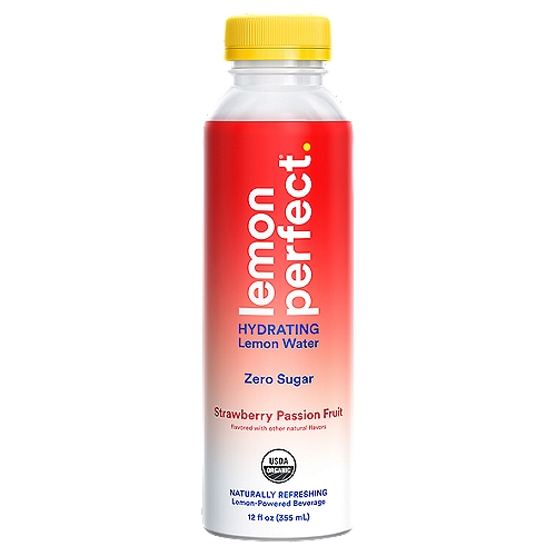 Lemon Perfect Zero Sugar Strawberry Passion Fruit Hydrating Lemon Water, 12 fl oz
Half a Squeezed Organic Lemon in Every Bottle‡
‡Juice content is approximate

1 Net carb per bottle (organic erythritol is an all-natural, plant-based sweetener and has no calories or effect on blood sugar)