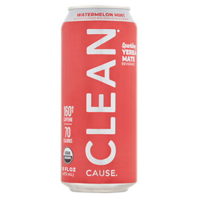 Clean Cause Watermelon Mint Sparkling Yerba Mate Beverage, 16 fl oz