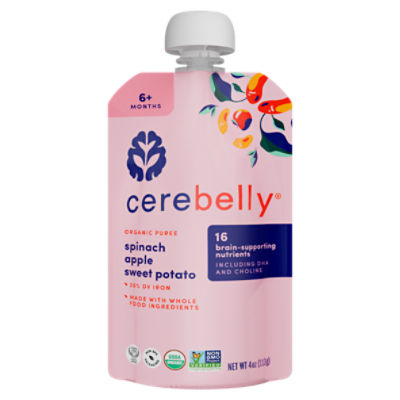 Cerebelly Spinach Apple Sweet Potato Organic Puree, 6+ Months, 4 oz
