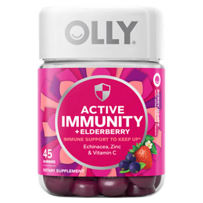 Olly Berry Brave Active Immunity + Elderberry Gummies Dietary Supplement, 45 count, 45 Each