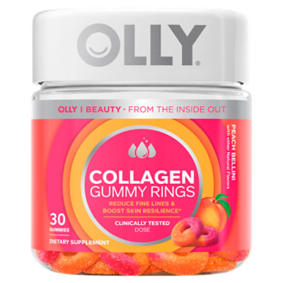 Olly Peach Bellini Collagen Gummy Rings Dietary Supplement, 30 count, 30 Each
