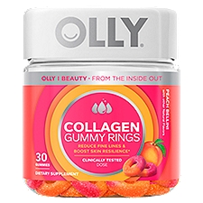 Olly Peach Bellini Collagen Gummy Rings Dietary Supplement, 30 count
