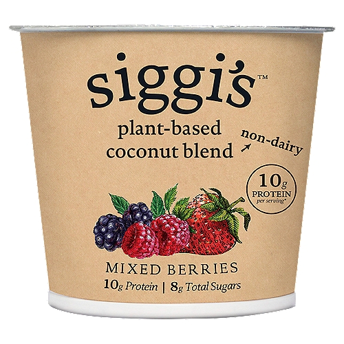 Siggi's® Plant-Based Coconut Blend, Mixed Berry, 5.3 oz. Cup - Single Serving
Made with simple ingredients and not a lot of sugar and more protein than sugar per serving