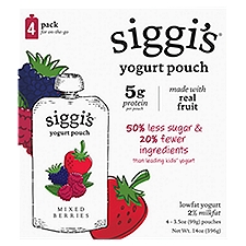 siggi's Lowfat Yogurt Pouches, Mixed Berries, 3.5 oz., 4 Ct