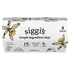 siggi's Icelandic Skyr Nonfat Yogurt, Vanilla, 5.3oz, 4ct