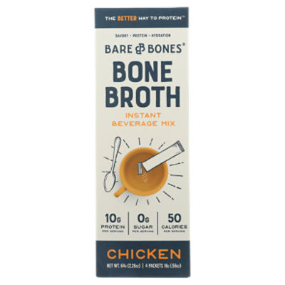 Bare Bones Bone Broth Chicken Instant Beverage Mix, .53 oz, 4 count