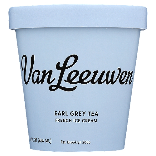 Van Leeuwen Earl Grey Tea French Ice Cream, 14 fl oz
Earl Grey Tea
For this flavor we use organic Rishi Tea hand-harvested in the centuries old tea tree forests of the Yunnan province of China. The tea is cured and then infused with oil from the bergamot citrus. We steep the tea to the perfect point in fresh whole milk before adding cream, eggs and sugar.