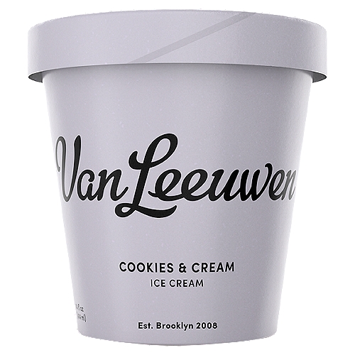 Van Leeuwen Cookies & Cream French Ice Cream, 14 fl oz
French Ice Cream

For this American favorite, we break up dark chocolate cookies sandwiched with a cream filling and fold them into our custard base with a touch of Tahitian vanilla.