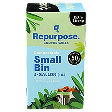 Repurpose Compostables 3-Gallon Extra Strong Small Bin Bags, 50 count