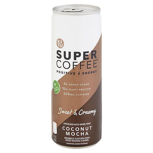 Kitu Super Coffee Coconut Mocha Enhanced Coffee Beverage, 11 fl oz
What Makes it Super...
0g Added Sugar
Nothing Artificial
10g Plant Protein
MCT Oil
