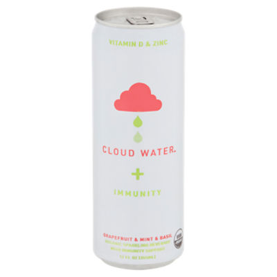 Cloud Water + Immunity Grapefruit & Mint & Basil Organic Sparkling Beverage, 12 fl oz