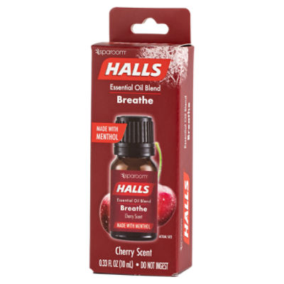 SpaRoom Halls Breathe Menthol with 100% Pure Essential Oils Blend for  Diffusers and Aromatherapy, 10 mL, Cherry Scent