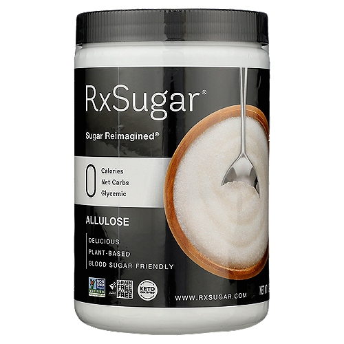 RxSugar Sugar, 1 lb
Allulose is a low-calorie natural sugar and, per the FDA, is different from other sugars in that it is not metabolized by the human body in the same way as table sugar, It has fewer calories, produces only negligible increases in blood glucose or insulin levels, and does not promote dental decay.

Total Carbs/Serving 4g
Less: Allulose Carbs (4g)
Total Net Carbs 0g

The Best Sugar for Keto Recipes and People Living with Diabetes