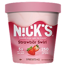 N!ck's Strawbär Swirl Swedish-Style Light Ice Cream, 1 pint