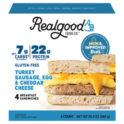 Real Good Foods Sausage Egg & Cheese Grain Free Breakfast Sandwich