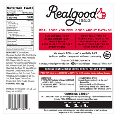 Realgood Foods Co. Lasagna Bowl 9 Oz, Meals & Entrees