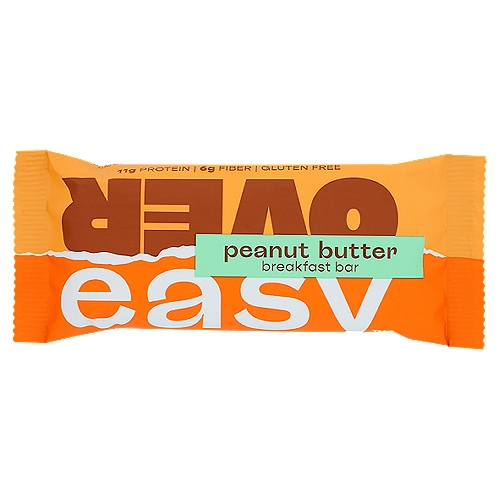 Over Easy Peanut Butter Breakfast Bar, 1.80 oz
Get Real. Breakfast.
Gluten free oats for sustained energy
High in fiber for a healthy body & gut
Cage free egg whites for clean protein