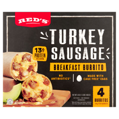 Red's Turkey Sausage Breakfast Burrito, 4 count, 16 oz