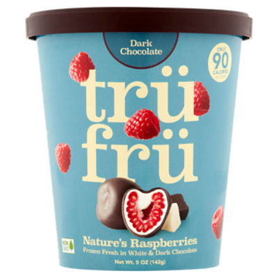 Trü Frü Nature's Raspberries Frozen Fresh in White & Dark Chocolate, 5 oz