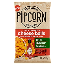 Pipcorn Heirloom Snacks Spicy Cheddar Cheese Balls with Tabasco Sauce Flavor, 4.5 oz