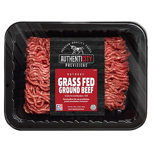 Authenticity Provisions Natural Grass Fed Ground Beef, 16 oz
Authenticity Provisions premium line of grass fed beef is raised without use of antibiotics, growth promotants or hormones. No grain or animal by-products — Ever.