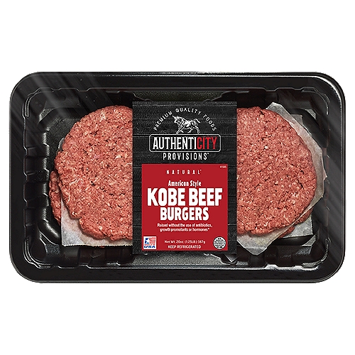 Authenticity Provisions Natural American Style Kobe Beef Burgers, 20 oz
Raised without the use of antibiotics, growth promotants or hormones