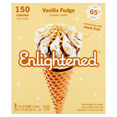 Enlightened Vanilla Fudge Sundae Cones, 4 fl oz, 3 count