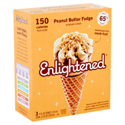 Enlightened Peanut Butter Fudge Sundae Cones, 4 fl oz, 3 count