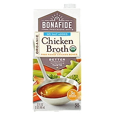 Bonafide Provisions Organic No Salt Added, Chicken Broth, 32 Fluid ounce