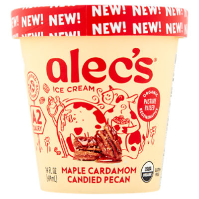 Alec's Ice Cream Maple Cardamom Candied Pecan Ice Cream, 14 fl oz