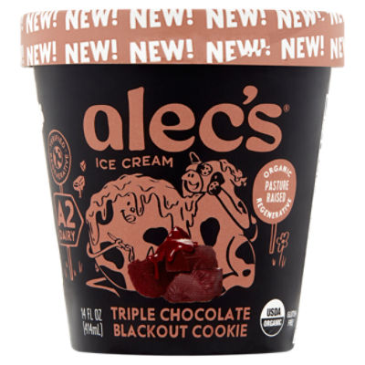 Alec's Ice Cream Triple Chocolate Blackout Cookie Ice Cream, 14 fl oz