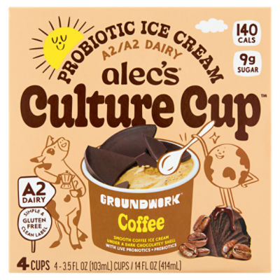 Alec's Culture Cup Groundwork Coffee Probiotic Ice Cream, 3.5 fl oz, 4 count