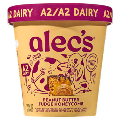 Alec's Peanut Butter Fudge Honeycomb French Ice Cream, 14 fl oz