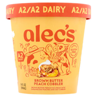 Alec's Peach Cobbler Brown Butter French Ice Cream, 14 fl oz