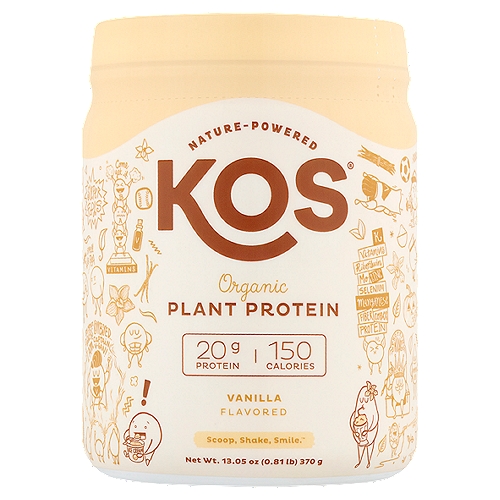 KOS Organic Vanilla Flavored Plant Protein, 13.05 oz