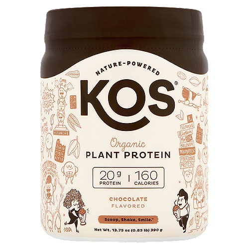 KOS Organic Chocolate Flavored Plant Protein, 13.75 oz