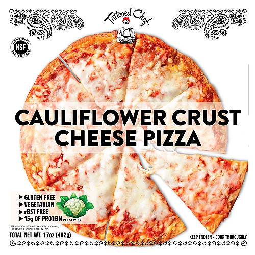 Tattooed Chef Cauliflower Crust Cheese Pizza, 17 oz
Growing + Making Plant-Based Foods for People Who Give a Crop™