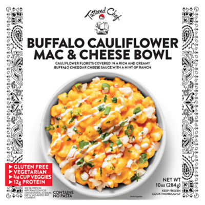 Tattooed Chef Buffalo Cauliflower Mac & Cheese Bowl, 10 oz